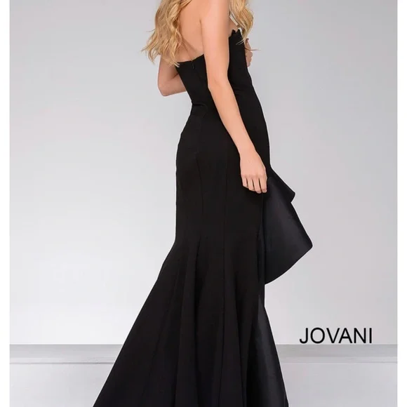 Jovani Black and White Strapless Ruffle Formal Dress. - Picture 3 of 12